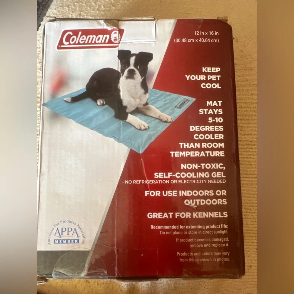 Coleman Pet Cooling Mat 12” x 16” Self Cooling Gel Pad Floor, Car, Cats + Dogs